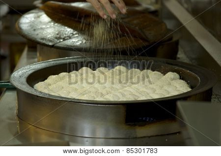 Cooing of traditional Chinese Soup-Filled fried Pork Dumpling