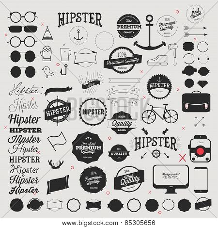 Hipster style icon and labels set
