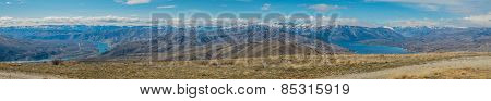 Sweeping panorama of the Upper Columbia River and Lake Chelan, Washington