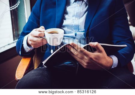 businessman in a blue jacket