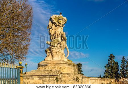 Statue At The Promenade Du Peyrou In Montpellier, France