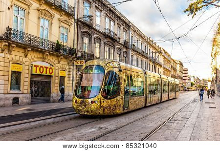Montpellier, France - January 05: Alstom Citadis 302 Tram On January 5, 2014 In Montpellier, France.