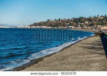 Alki Beach In West Seattle, Washington