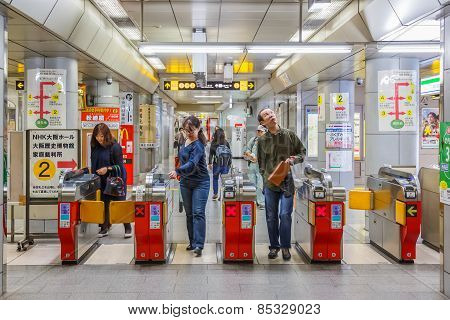 Subway Commuter in Osaka Japan