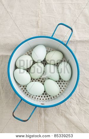 Eggs In A Strainer