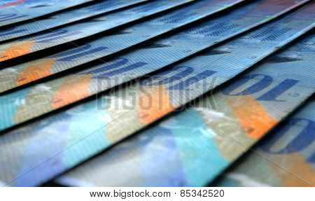 Lined Up Close-up Banknotes