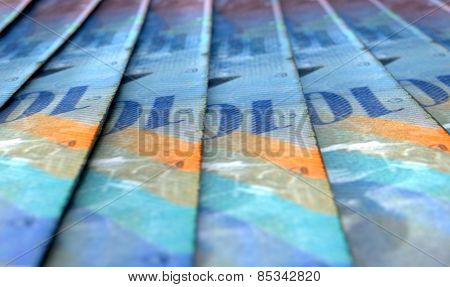 Lined Up Close-up Banknotes
