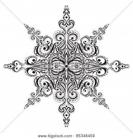 Ornamental black and white snowflake