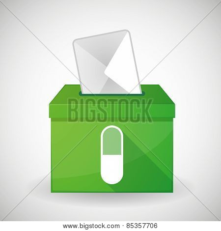 Green Ballot Box With A Pill