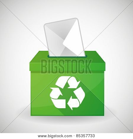 Green Ballot Box With A Recycle Sign
