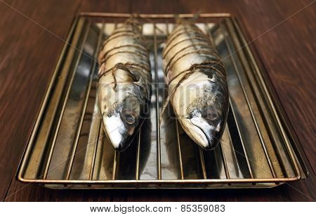 Raw Mackerel Fish Ready For Smoke-dried