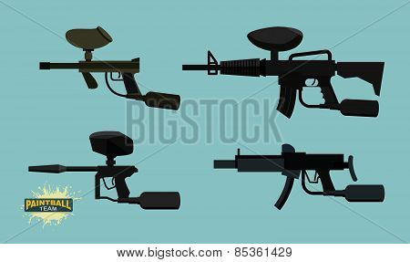 paintball guns set. Vector illustration
