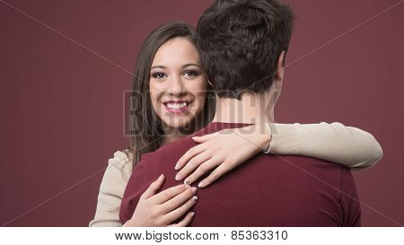 Smiling Girl With Her Boyfriend