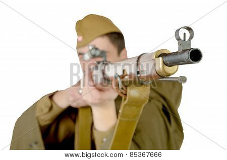 Soviet Sniper With His Rifle