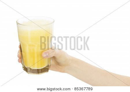 Hand Holding Banana Smoothie