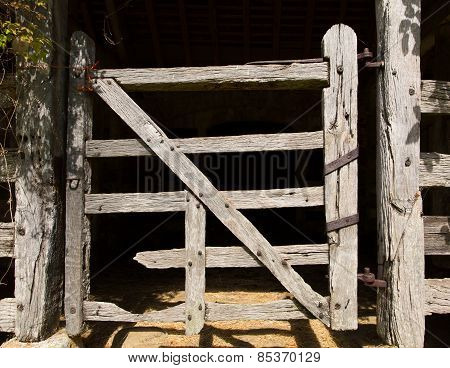 Very old wooden stable door hundreds of years old