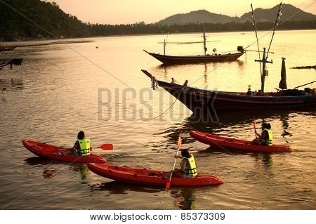 Canoeing On Phitak Island,thailand