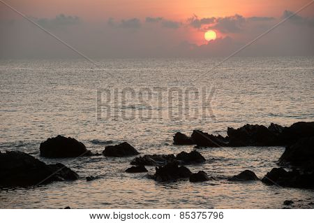 Sunset Over The Sea,koh Phitak Island,Thailand.
