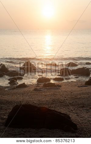 Sunset Over The Sea,koh Phitak Island,thailand.