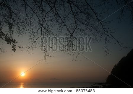 Sunset Over The Sea,koh Phitak Island,Thailand.