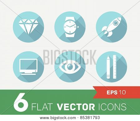 Set of six vector icons