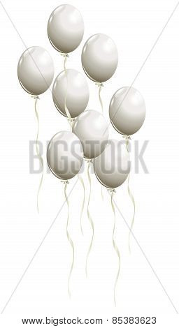 Flying White Balloons