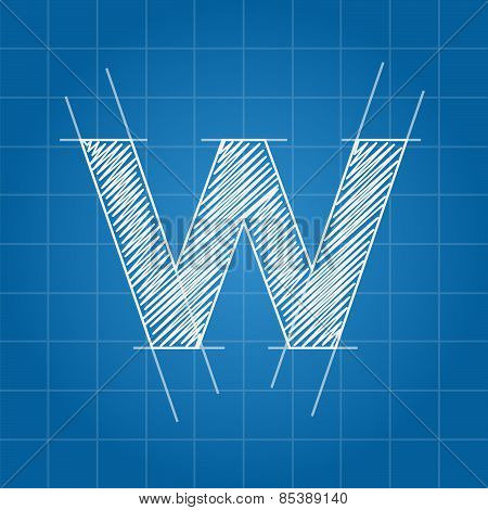 W letter architectural plan