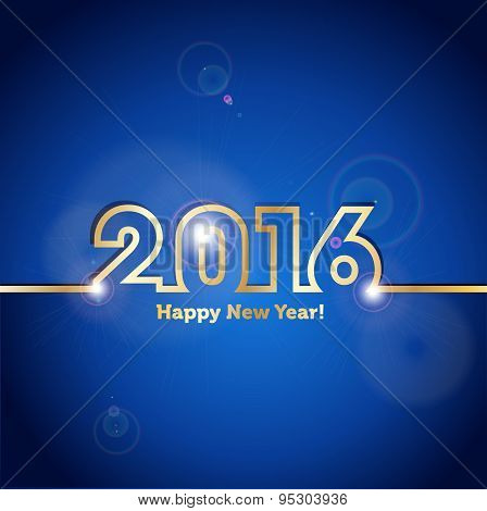 2016 Happy New Year Blue Background With Spot Lights Effect