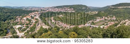 Panorama Of Veliko Tarnovo Taken From Atop Restored Cathedral In Tsarevets Fortress, Bulgaria