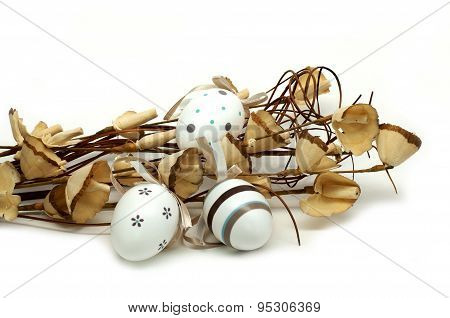 Easter Eggs With Decorative Branch