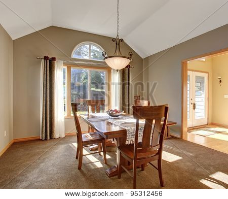 Traditional Dinning Room With Carpet, In Beautiful Northwest Home.