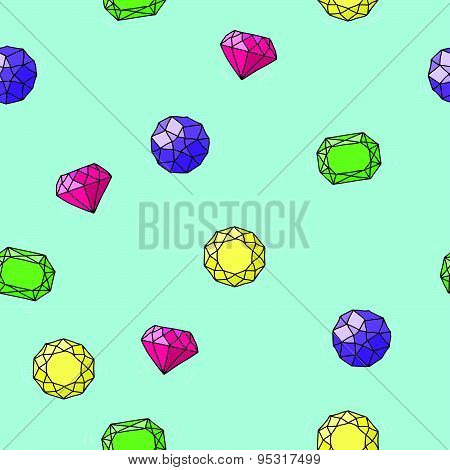 Seamless Pattern With Different Diamonds Different Forms