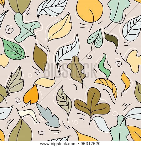 Seamless Pattern With Autumn Leafs.