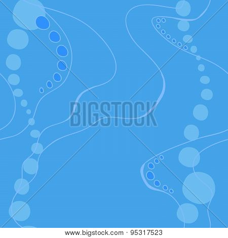 Abstract Seamless Pattern With Blue Bubbles And Lines.