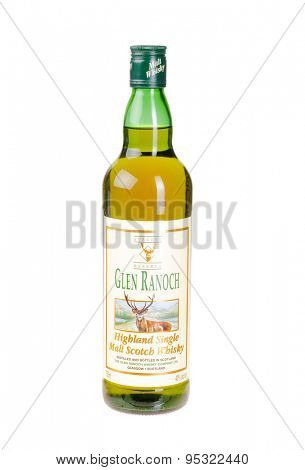 Hayward, CA - March 8, 2015: 750mL bottle of Glen Ranoch Highland Single Malt Whisky