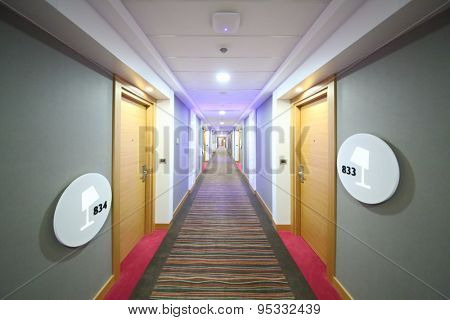 SOCHI, RUSSIA - JUL 27, 2014: Empty corridor with rooms in the Hotel Radisson Blu Paradise Resort and Spa