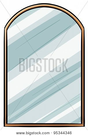 Mirror illustration with wooden frame
