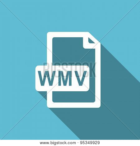 wmv file flat icon  original modern design flat icon for web and mobile app with long shadow 