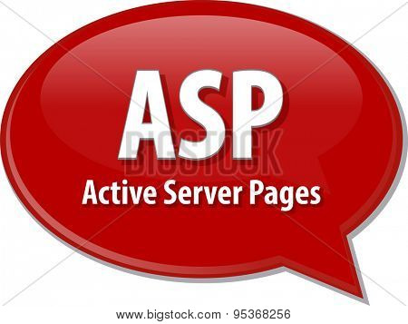 speech bubble illustration of information technology acronym abbreviation term definition ASP Active Server Pages