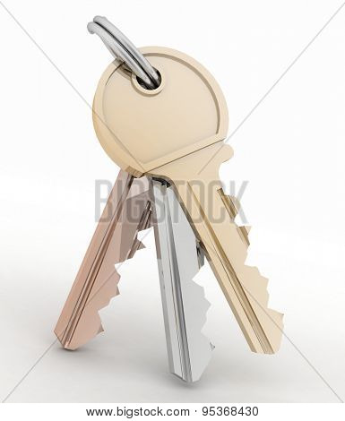  Bunch of  keys from house isolated on white background