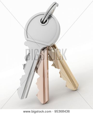  Bunch of  keys from house isolated on white background