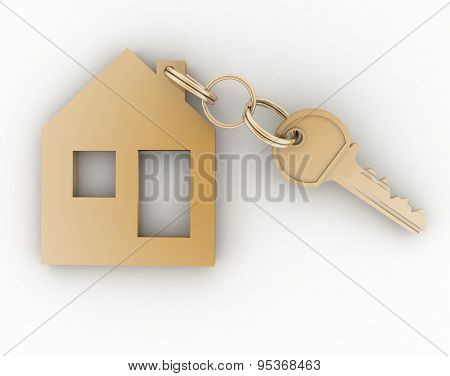 3d model house symbol with key.