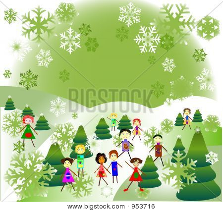 Dzieci w krajobraz Christhmas