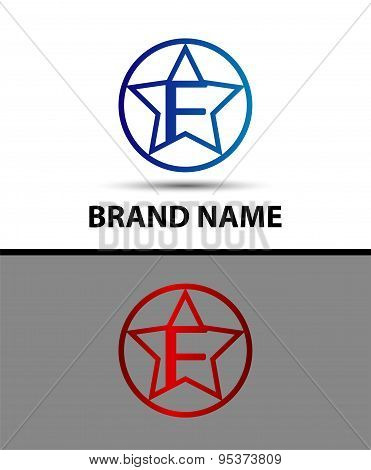 Vector elegant alphabet star element Letter f