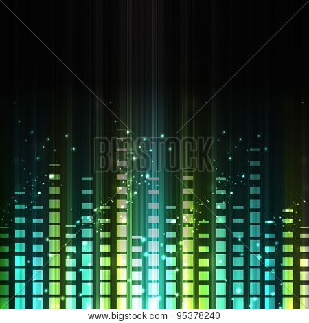 Shiny musical volume on black background.