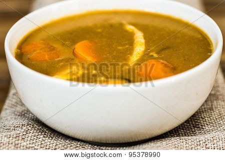 bowl of Mediterranean french fish soup Bouillabaisse 