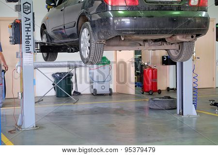 Serpuhov, Russia, June, 23, 2015: Cars in a dealer repair station in Serpuhov, Russia