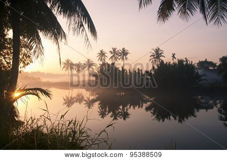 Beautiful sunrise in Hoian, Vietnam