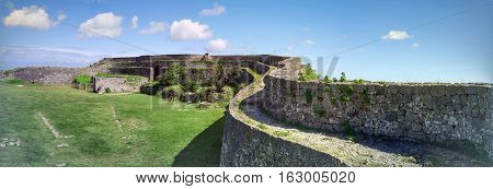 Okinawa Japan - October 23 2016: Nakagusuku Castle Ruins Scenery The famous castle of tourist attraction in Ryukyu kingdom Okinawa Japan.