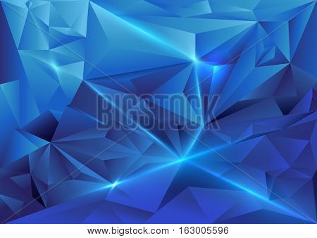 Blue abstract triangles geometric and crystal concept background
